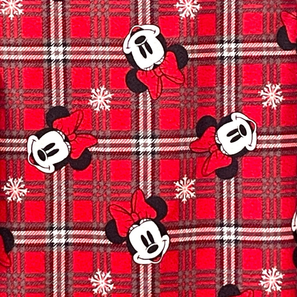 Disney Girls 4T Plaid Minnie Mouse Nightgown Flannel Ruffle Christmas Granny - Picture 4 of 12